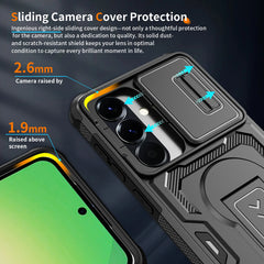 Rugged Heavy Duty Armor Case with Sliding Camera Cover & Kickstand for Samsung Galaxy | Shockproof Phone Cover