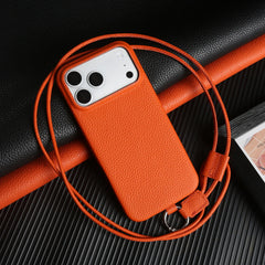 Crossbody Lanyard Genuine Leather Phone Case for iPhone