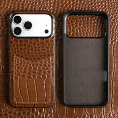 Leather Case With Card Holder For iPhone | Crocodile Pattern