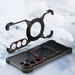 Aluminum Metal Bumper MagSafe Case with Camera Lens and Kickstand for Samsung Galaxy