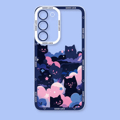 Artistic Black Cat Starry Phone Case For Samsung Galaxy