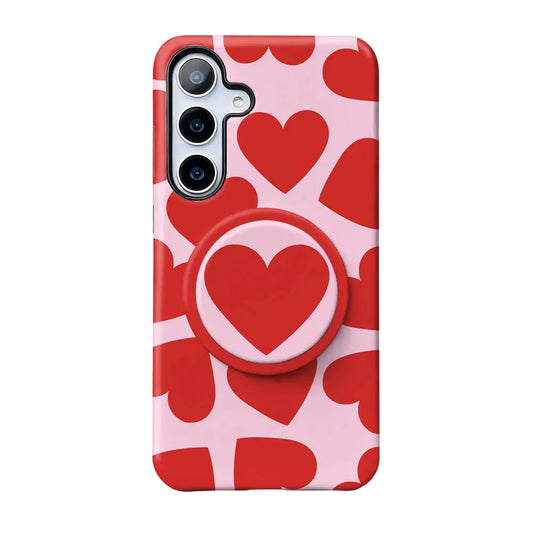 MagSafe Red Love Hearts Print Case For Samsung with Phone Ring Holder