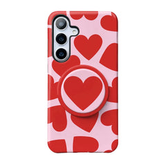 MagSafe Red Love Hearts Print Case For Samsung with Phone Ring Holder