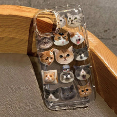 Cute Cat Print Clear Soft Case for iPhone