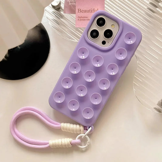 Soft Silicone Suction Cup Phone Case For iPhone