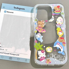 Cute Hello Kitty with Holder Phone Case For iPhone | Clear TPU Cover