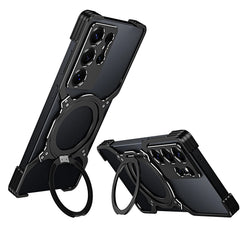 Aluminum Metal Bumper MagSafe Case with Camera Lens and Kickstand for Samsung Galaxy