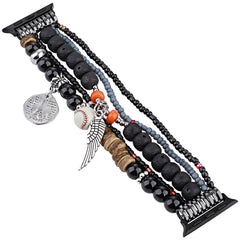 Boho Colorful Beaded Bracelet Band with Silver Charms  For Apple Watch | Jewelry Strap