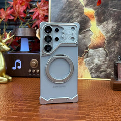 Aluminum Minimalist Bumper MagSafe Ring Kickstand Phone Case for Samsung Galaxy