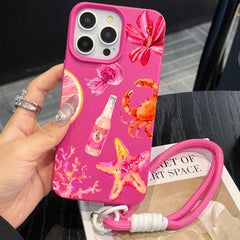 Cute Starfish Phone Case with Lanyard For iPhone