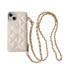 Quilted Leather iPhone Case | Crossbody Lanyard Chain | Wallet Card Holder Phone Cover