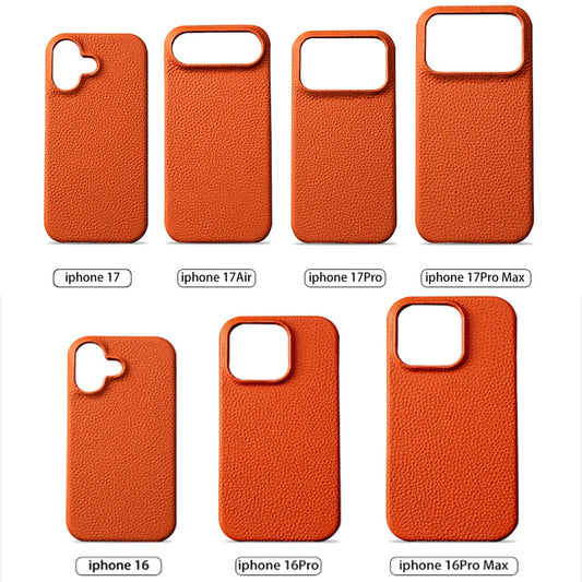 Cowhide Leather Magnetic Magsafe Phone Case for iPhone