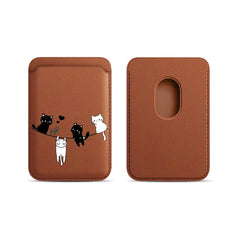 Cute Cat Print Magnetic Card Holder | MagSafe Wallet Cover