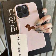 Minimalist Brown Dachshund Dog Phone Case For iPhone | Soft TPU Cover