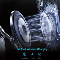 15W Vacuum Suction Magnetic Wireless Car Mount & Stand | MagSafe Compatible | 360° Rotation | Multi-Surface Mount