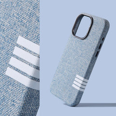 Premium Flax Linen Fabric MagSafe Case For iPhone | Textured Cotton Canvas Alloy Lens Phone Cover