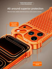 Honeycomb Metal Aluminum Alloy Heat Dissipation Bumper Phone Case for iPhone
