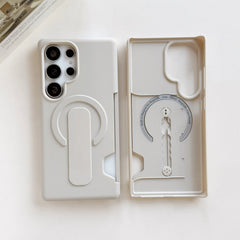 Magnetic Wallet Card Holder Case with Push-Pull Ring Stand for Samsung Galaxy