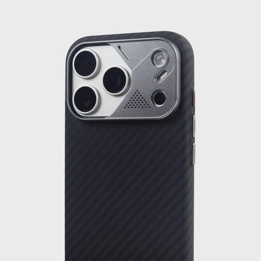 Carbon Fiber Texture Case for iPhone | Alloy Lens MagSafe Phone Cover