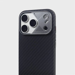 Carbon Fiber Texture Case for iPhone | Alloy Lens MagSafe Phone Cover