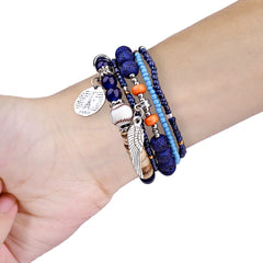 Boho Colorful Beaded Bracelet Band with Silver Charms  For Apple Watch | Jewelry Strap