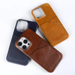 Genuine Leather with Card Slot Case For iPhone | Aesthetic Vintage Phone Back Cover