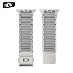 Stainless Steel Silicone Band for Apple Watch | Metal Bracelet for iWatch | Magnetic buckle strap |