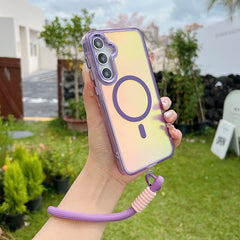Laser Gradient Magnetic Lanyard Shockproof Case for Samsung Galaxy