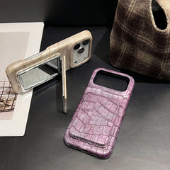 Crocodile Skin Leather with Mirror Holder Phone Case for iPhone