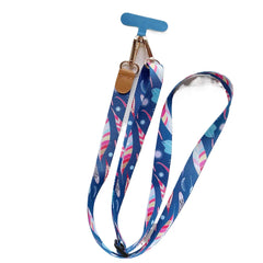 Universal Retro Pattern Phone Lanyard | Wide Adjustable Crossbody Shoulder Strap | Vintage Fabric Neck Sling Bag Chain with Secure Case Tab Insert