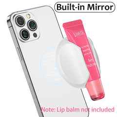 Magnetic Lip Gloss Holder | 2-in-1 Silicone Lipstick Phone Grip with Built-in Mirror | Makeup Stand Bracket