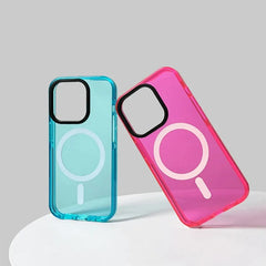 Soft Silicone Neon Clear MagSafe Phone Case For iPhone