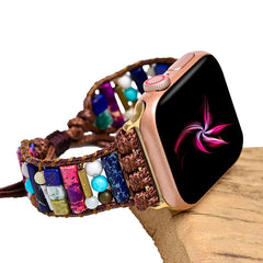 Boho Natural Stone Beaded Watch Band For Apple Watch | Handcrafted Imperial Jasper Bracelet Strap