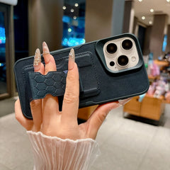 Business Leather Texture with Card Holder Slot and Stand Phone Case For iPhone