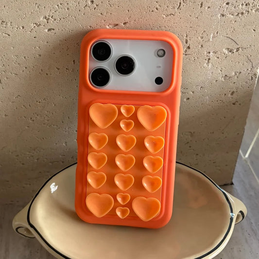 Cute 3D Heart Suction Cup Silicone Case for iPhone