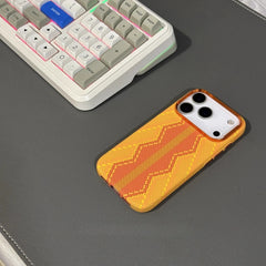 Orange Plaid Carbon Magnetic Case for iPhone