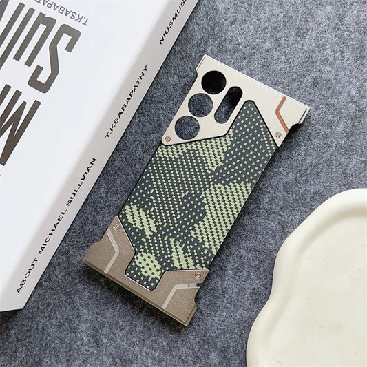 Alloy Frame Bumper Phone Case For Samsung Galaxy | Kevlar Camouflage Metal Protective Cover