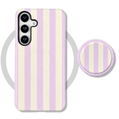 MagSafe Pink Striped Case For Samsung Galaxy with Phone Ring Holder