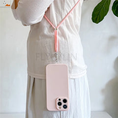 New Crossbody Lanyard Silicone Phone Case For iPhone 11 12 13 14 15 16 Pro Max XS Max X XR 7 8 Plus SE Necklace Strap Soft Cover