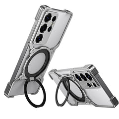 Aluminum Metal Bumper MagSafe Case with Camera Lens and Kickstand for Samsung Galaxy