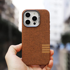 Premium Flax Linen Fabric MagSafe Case For iPhone | Textured Cotton Canvas Alloy Lens Phone Cover
