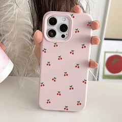 Cute Cherry Print Silicone Phone Cover For iPhone
