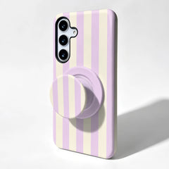 MagSafe Pink Striped Case For Samsung Galaxy with Phone Ring Holder