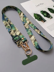 Universal Oriental Aesthetic Phone Lanyard | Vintage Pattern Fabric Crossbody Neck Strap | Adjustable Anti-Loss Shoulder Sling with Secure Case Tab Insert