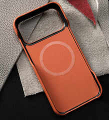 Cowhide Leather Magnetic Magsafe Phone Case for iPhone