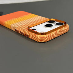 Orange Plaid Carbon Magnetic Case for iPhone