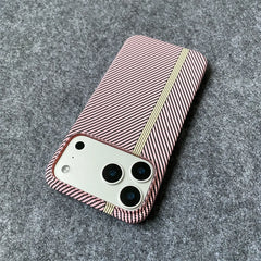 Carbon Fiber Kevlar Pattern Phone Case for iPhone | Retro Business Leather Phone Cover