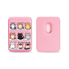 Cute Mosaic Cat Pattern Magnetic Card Holder | MagSafe Wallet Cover
