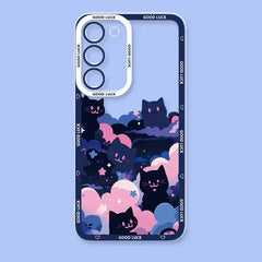 Artistic Black Cat Starry Phone Case For Samsung Galaxy