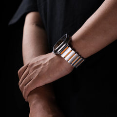 Stainless Steel Silicone Band for Apple Watch | Metal Bracelet for iWatch | Magnetic buckle strap |